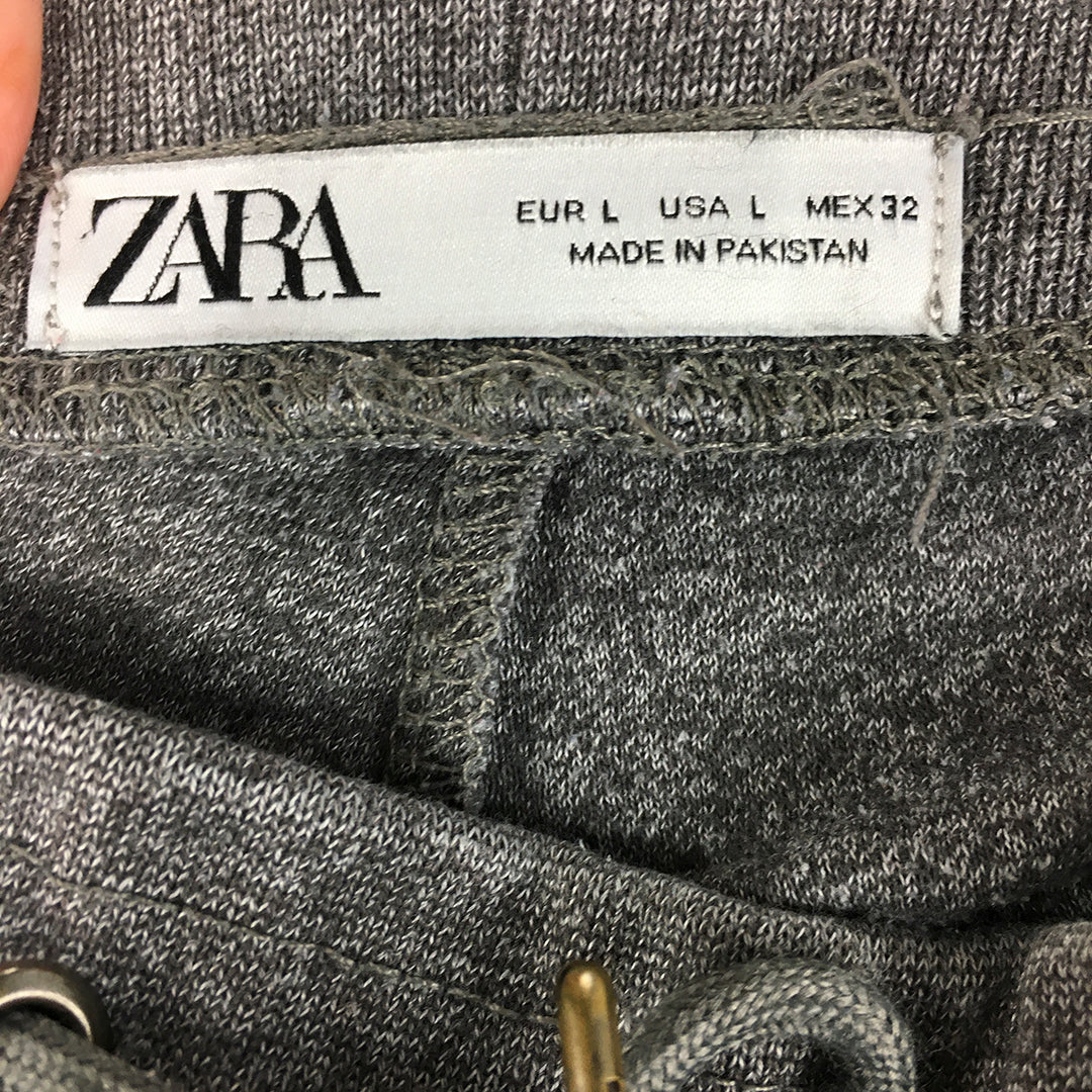 Zara Mens Tracksuit Pants Size L Grey Drawstring Pockets Joggers