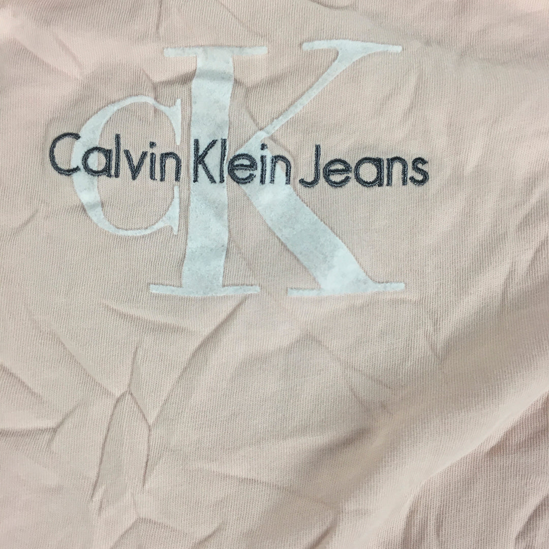 Calvin Klein Jeans Womens T-Shirt Size M Pink Logo Crew Neck Short Sleeve