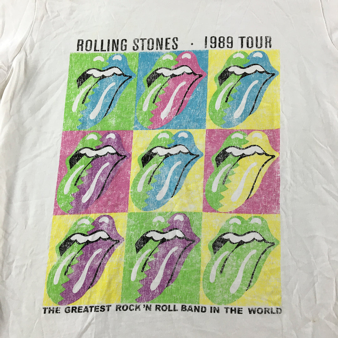 The Rolling Stones T-Shirt Size M White 1989 Tour Licks Retro Rock Band Tee