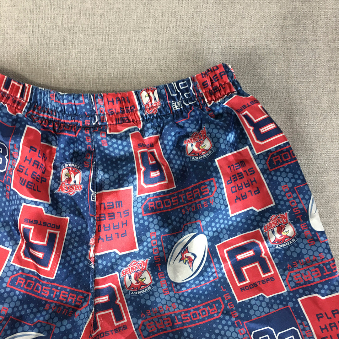 Sydney Roosters Kids Boys Pajama Shorts Size 8 NRL Sleepwear Elastic Waist