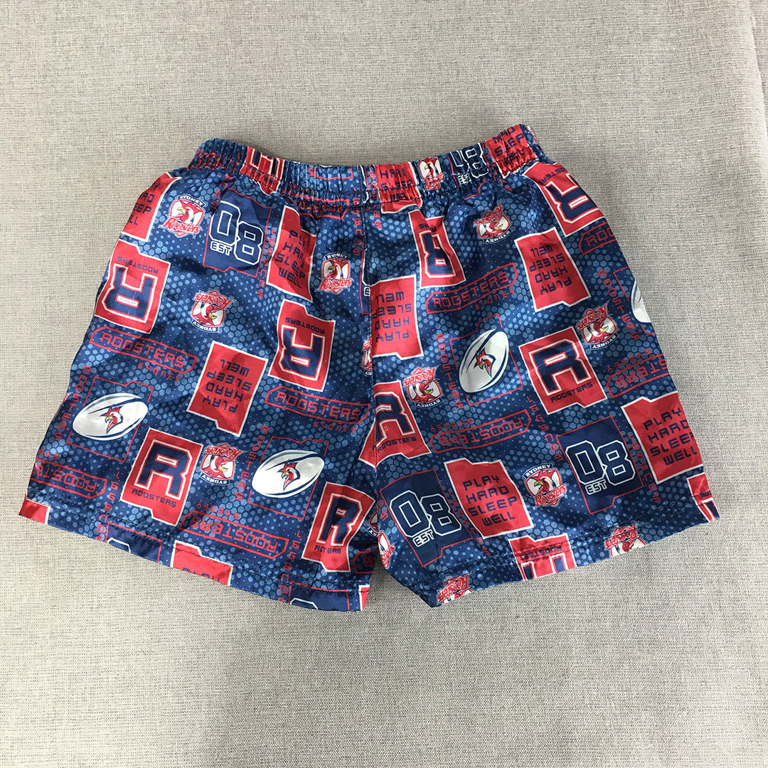 Sydney Roosters Kids Boys Pajama Shorts Size 8 NRL Sleepwear Elastic Waist