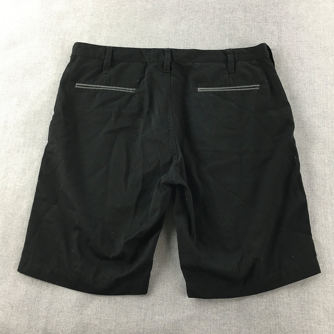 Saxony Mens Chino Shorts Size 32 Black Pockets