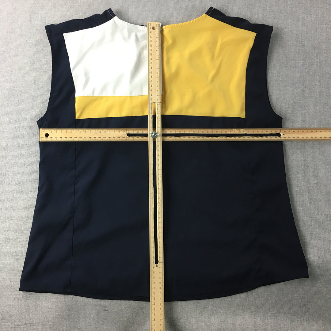 Wardrobe Womens Tank Top Size XL Navy Blue Yellow White Sleeveless Shirt