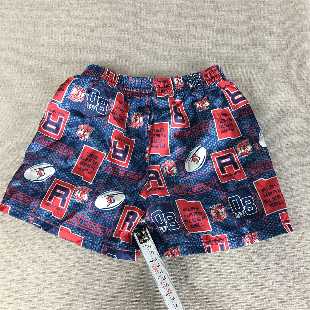 Sydney Roosters Kids Boys Pajama Shorts Size 8 NRL Sleepwear Elastic Waist