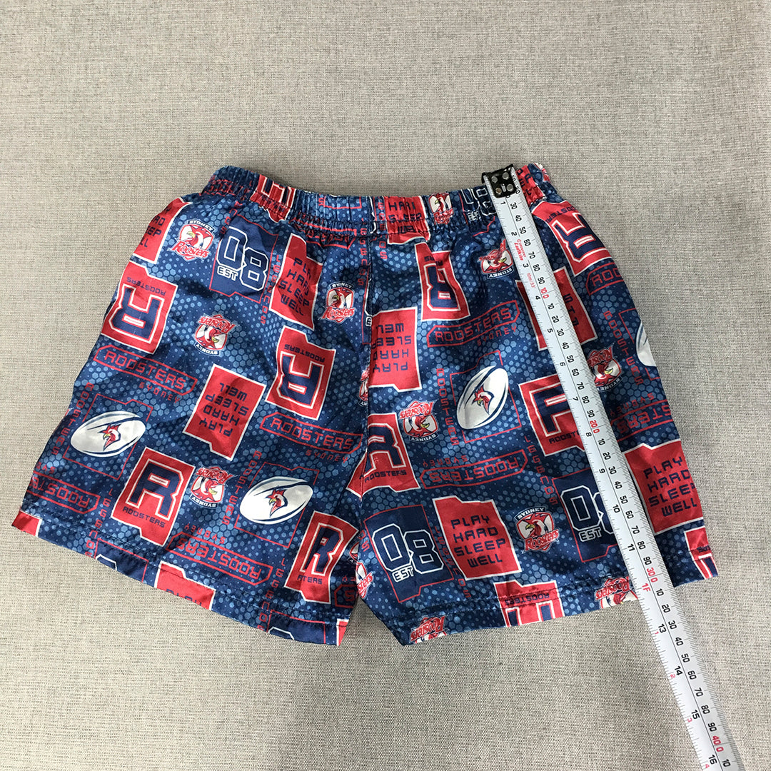 Sydney Roosters Kids Boys Pajama Shorts Size 8 NRL Sleepwear Elastic Waist