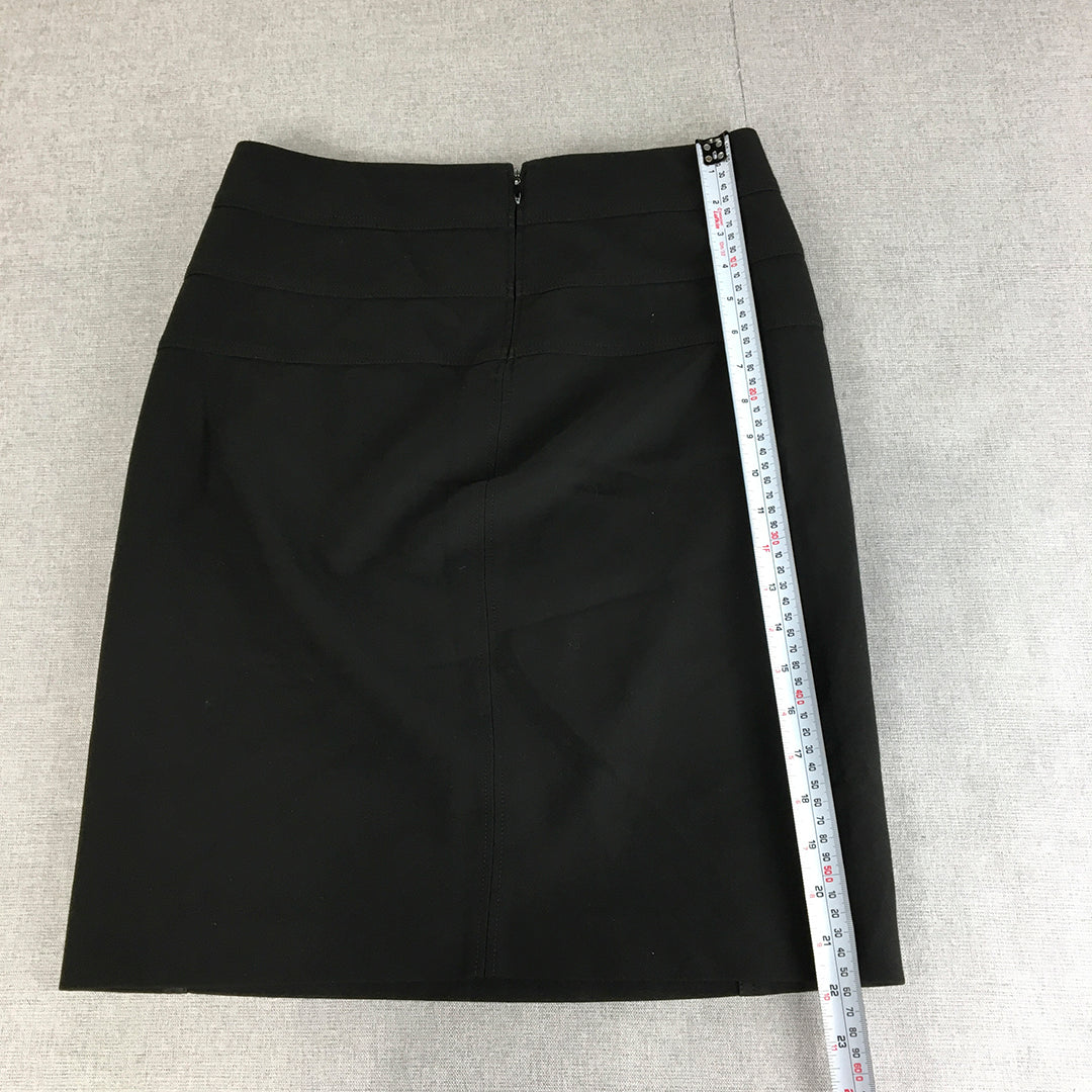 Diane von Furstenberg Womens Pencil Skirt Size 6 Black Straight Back Zip