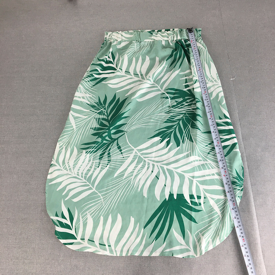 Valleygirl Womens Skirt Size 12 Green Floral Elastic Waist