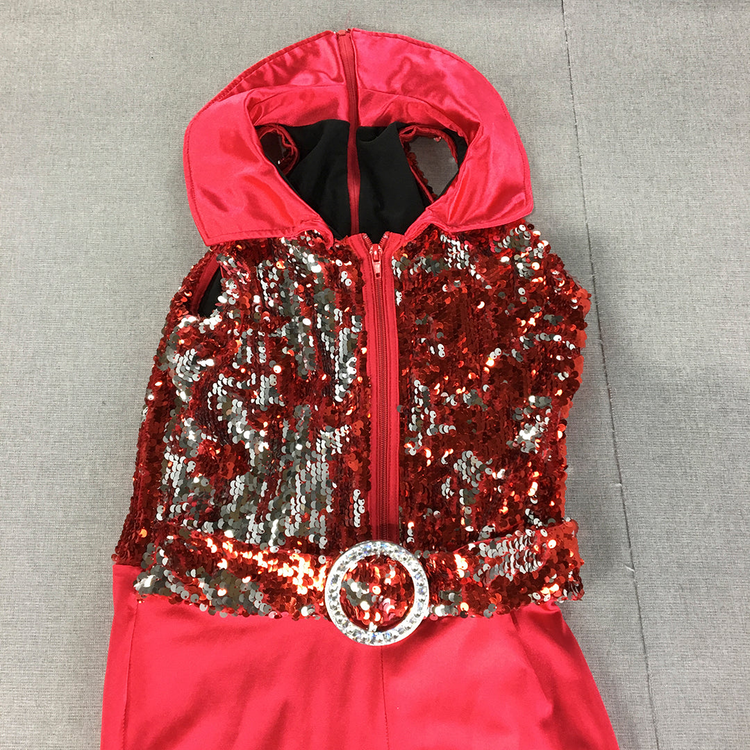 Weissman Kids Dance Costume Size XL Child Red Sequin Bodysuit