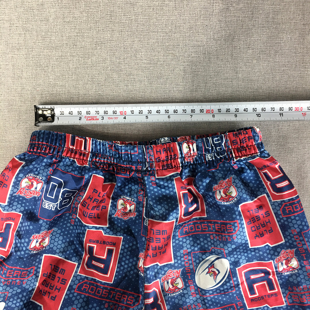 Sydney Roosters Kids Boys Pajama Shorts Size 8 NRL Sleepwear Elastic Waist