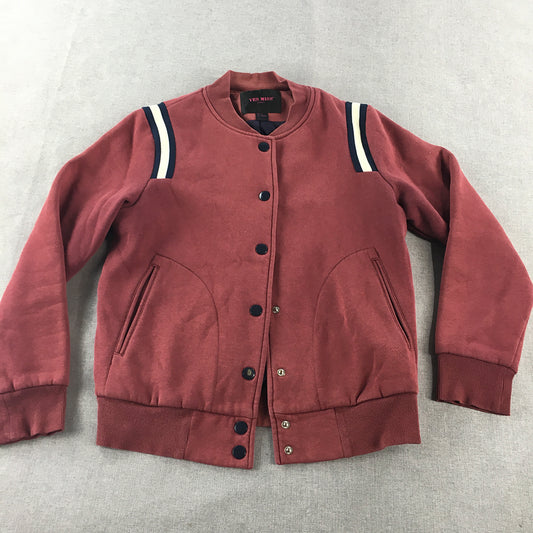 Jess Miss Womens Varsity Jacket Size S Red Pearl-Snap Button Bomber Pockets