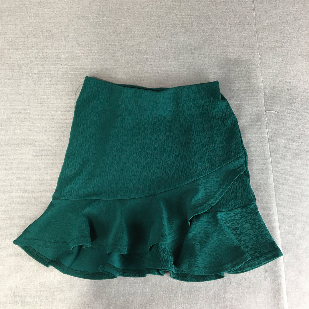 Valleygirl Womens Mini Skirt Size S Dark Green Pleated Elastic Waist