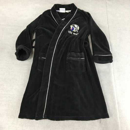 Collingwood Football Club Kids Boys Dressing Gown Size 8 Years Black AFL Robe