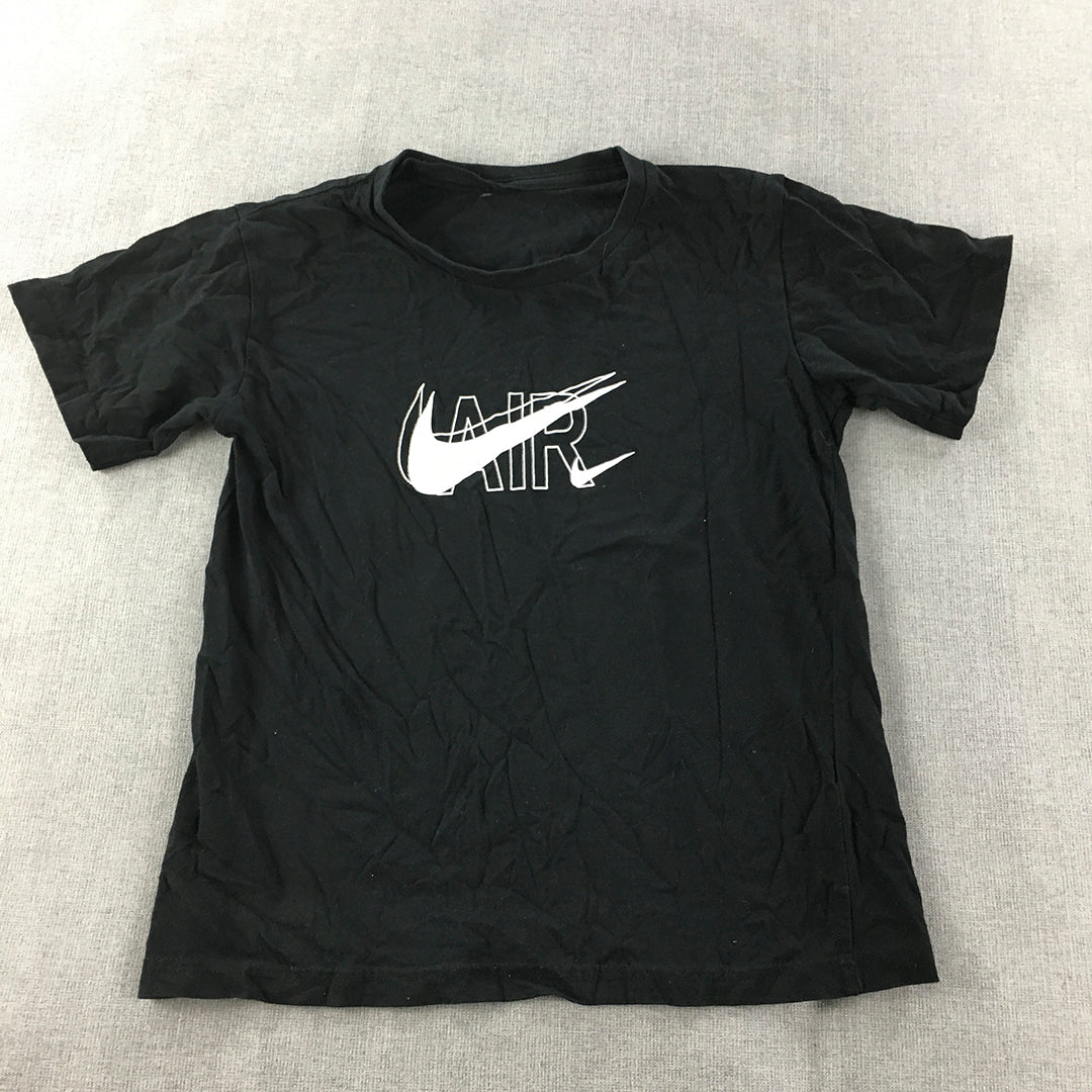 Nike Air Kids Boys T-Shirt Size 6 - 8 Years Black Logo Short Sleeve Top