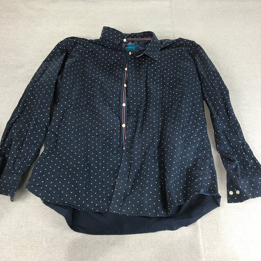 aLL A Little Larger Womens Shirt Size 4 (AUS 3XL) Navy Blue Dot Button-Up