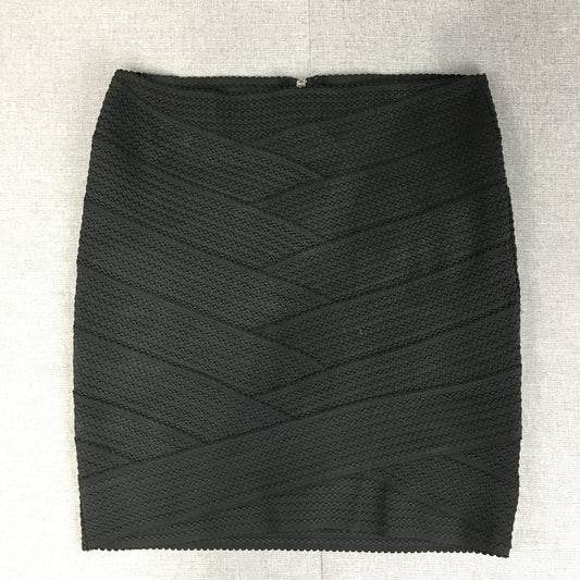 H&M Womens Mini Skirt Size S Black Stretch Fabric Back Zip