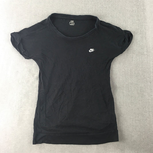 Nike Womens T-Shirt Size S Black Logo Short Sleeve Crew Neck Tee