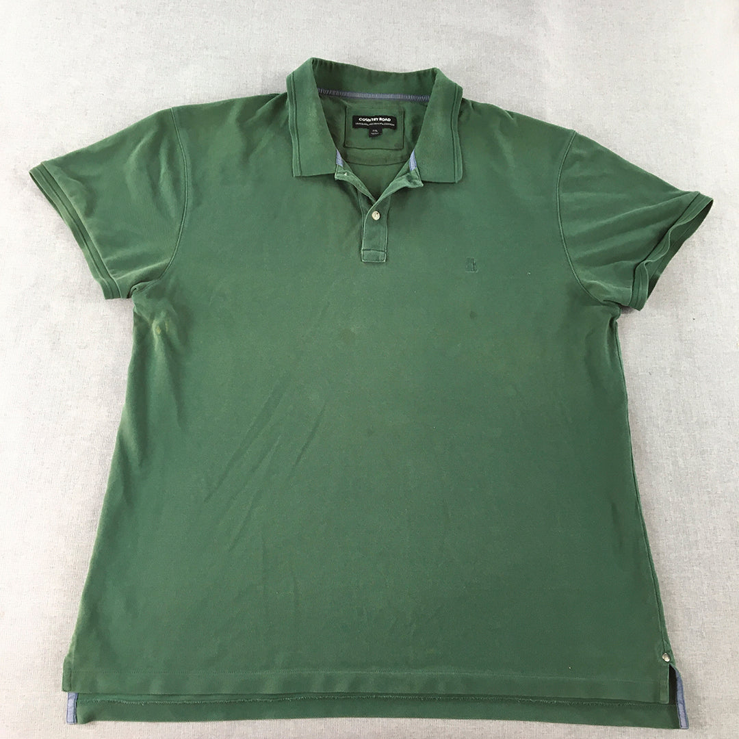 Country Road Mens Polo Shirt Size 2XL Green Logo Collared Short Sleeve Rugby