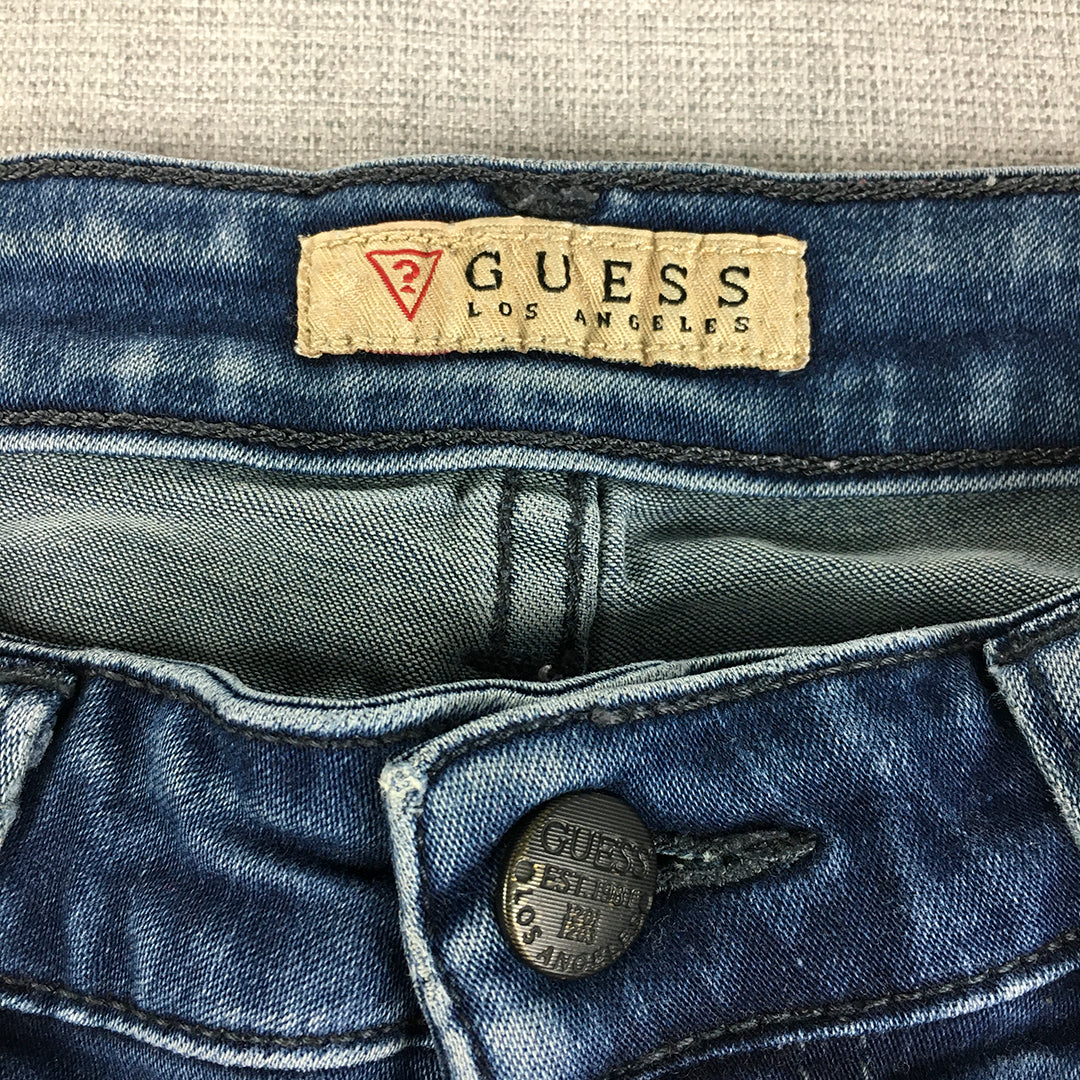 Guess Womens Power Skinny Jeans Size 30 Dark Wash Stretch Denim Blue