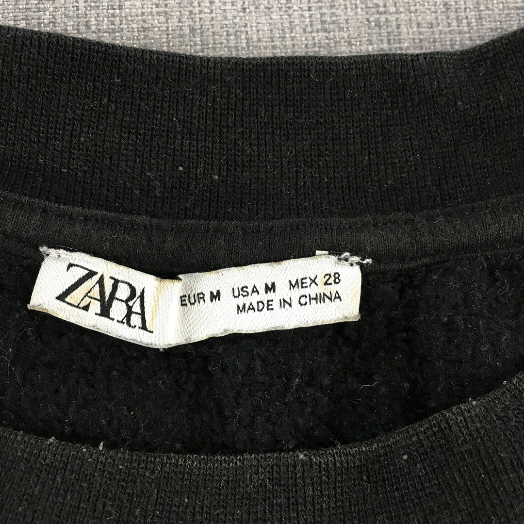 Zara Womens Sweater Size M Black Crew Neck Pullover Jumper