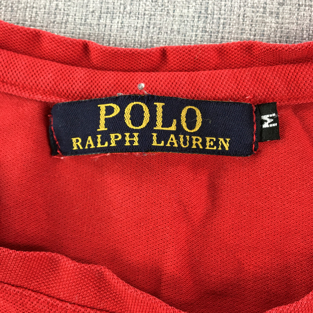 Polo Ralph Lauren Womens T-Shirt Size M Red Big Sports Logo Short Sleeve Top