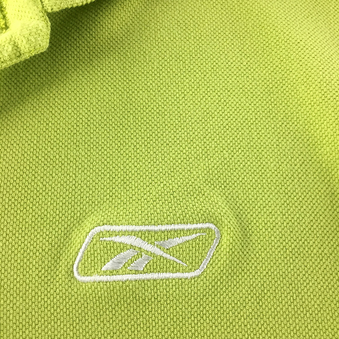 Reebok Mens Polo Shirt Size L Lime Green Logo Collared Rugby