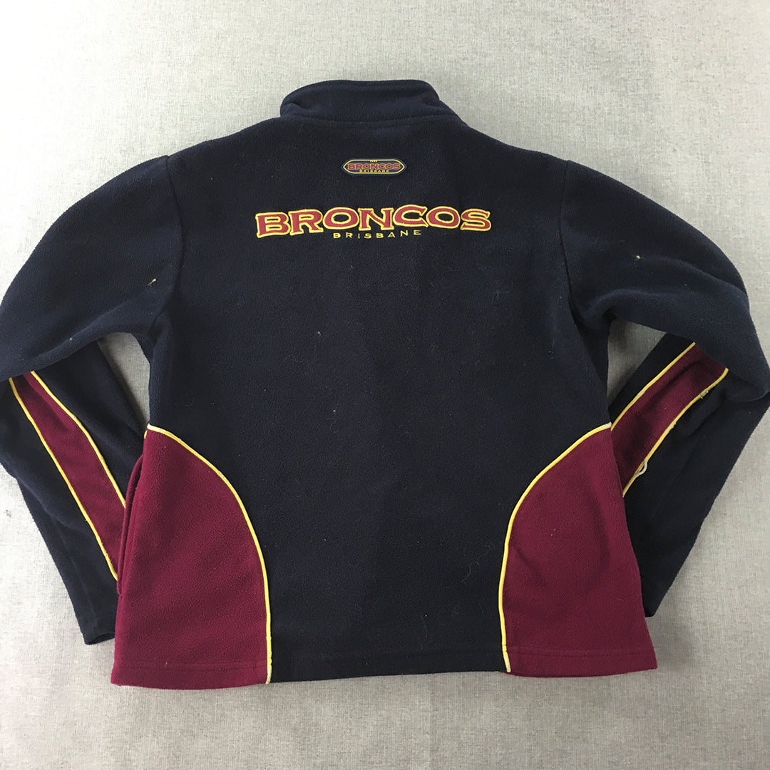 Vintage Brisbane Broncos Womens Fleece Jacket Size L NRL Rugby League 00s