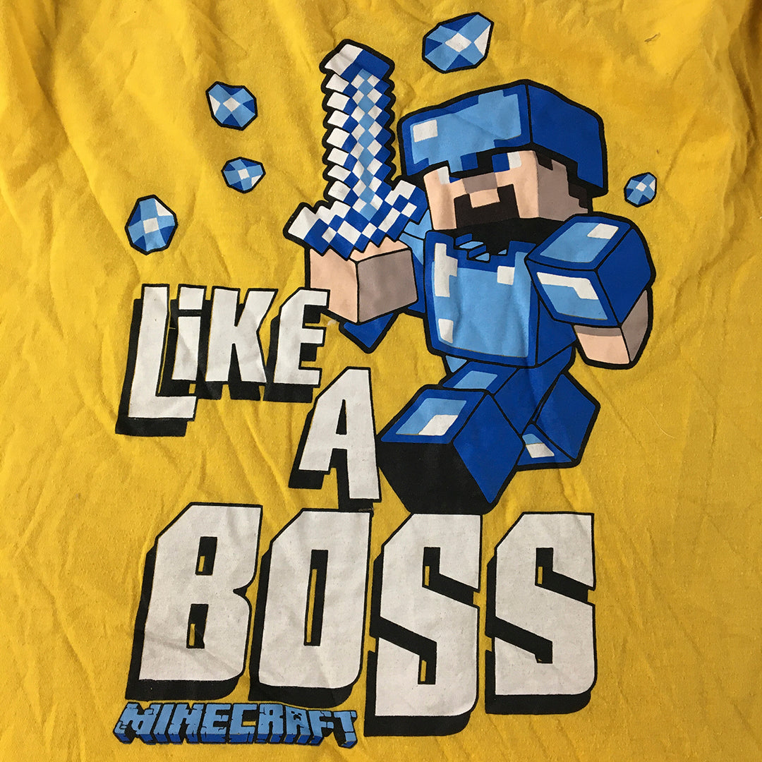 Minecraft Kids Boys T-Shirt Youth Size L (12 - 14 Years) Yellow Short Sleeve