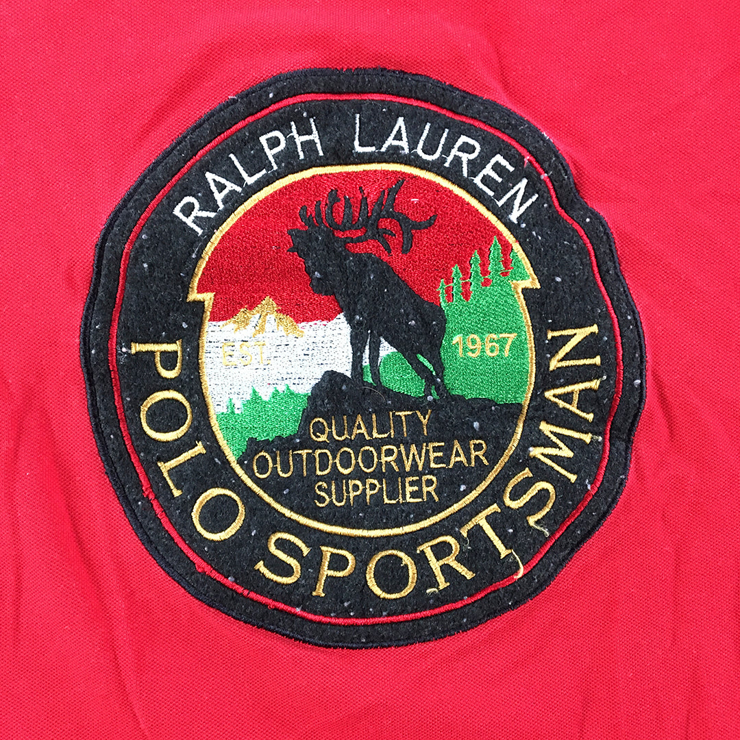 Polo Ralph Lauren Womens T-Shirt Size M Red Big Sports Logo Short Sleeve Top