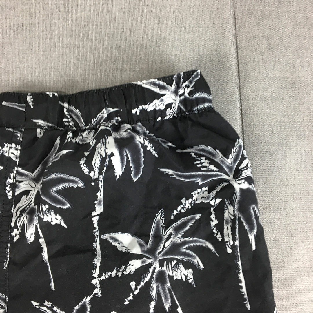 Jack & Jones Mens Hawaiian Shorts Size M Black Drawstring Elastic Waist