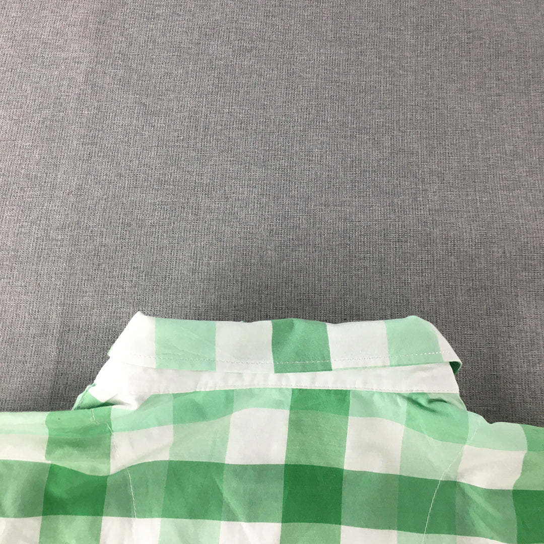 My Way Fer Womens Shirt Size 22 UK Green White Checkered Button-Up