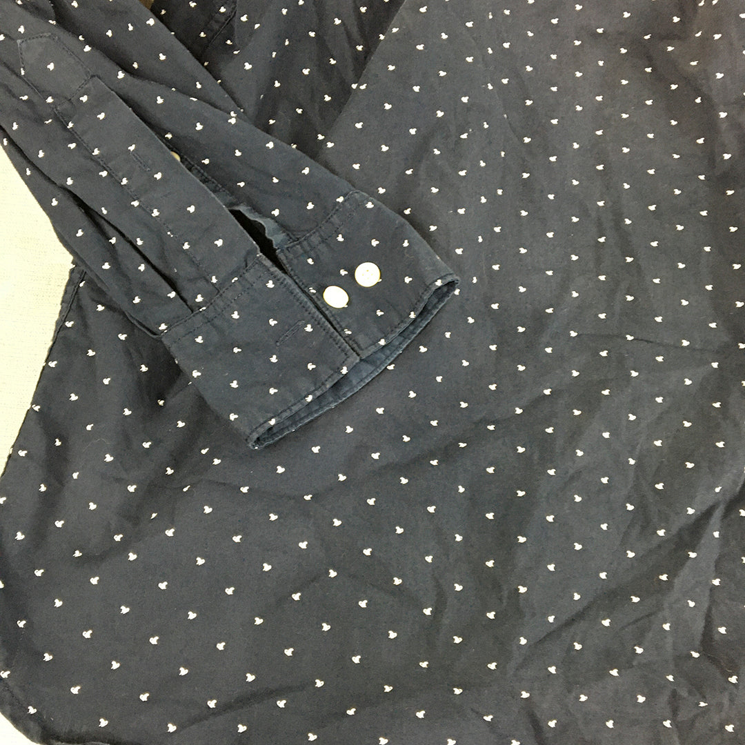 aLL A Little Larger Womens Shirt Size 4 (AUS 3XL) Navy Blue Dot Button-Up