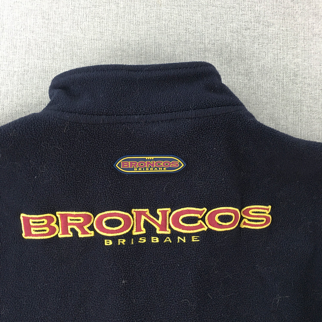 Vintage Brisbane Broncos Womens Fleece Jacket Size L NRL Rugby League 00s