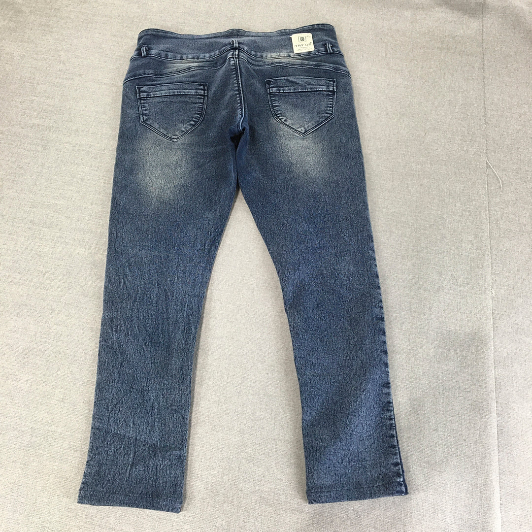 Try Up Womens Skinny Jeans Size 32 Blue Cut & Sew Button Fly Stretch Denim