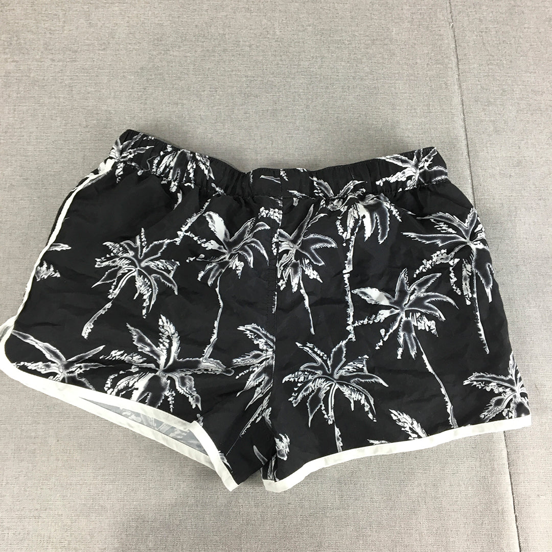 Jack & Jones Mens Hawaiian Shorts Size M Black Drawstring Elastic Waist