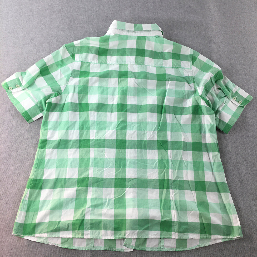 My Way Fer Womens Shirt Size 22 UK Green White Checkered Button-Up