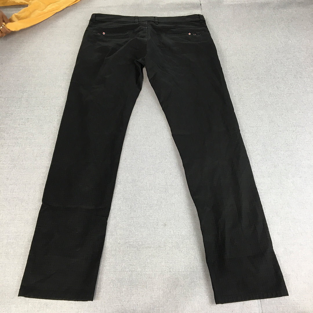 Flu Mens Skinny Jeans Size 36 Black Dark Wash Denim