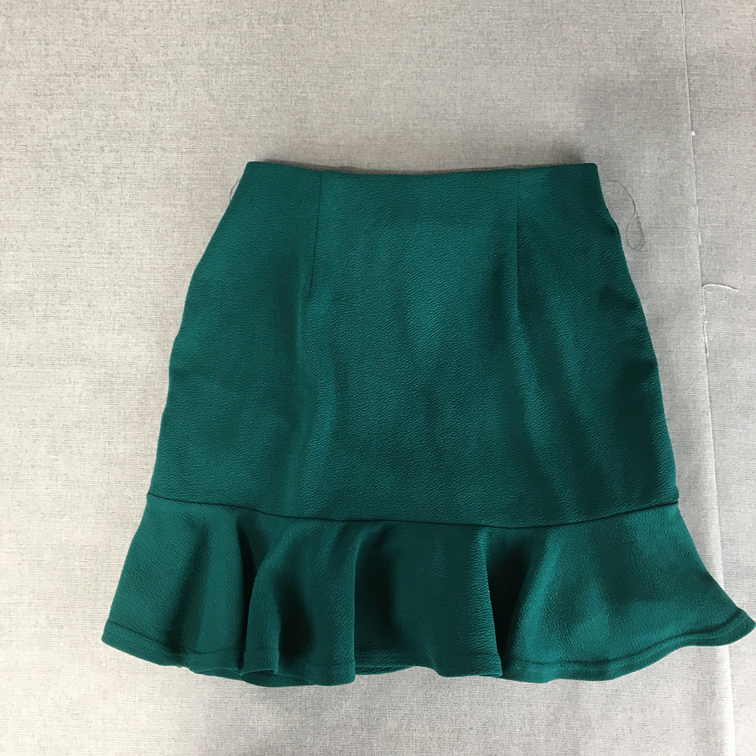 Valleygirl Womens Mini Skirt Size S Dark Green Pleated Elastic Waist