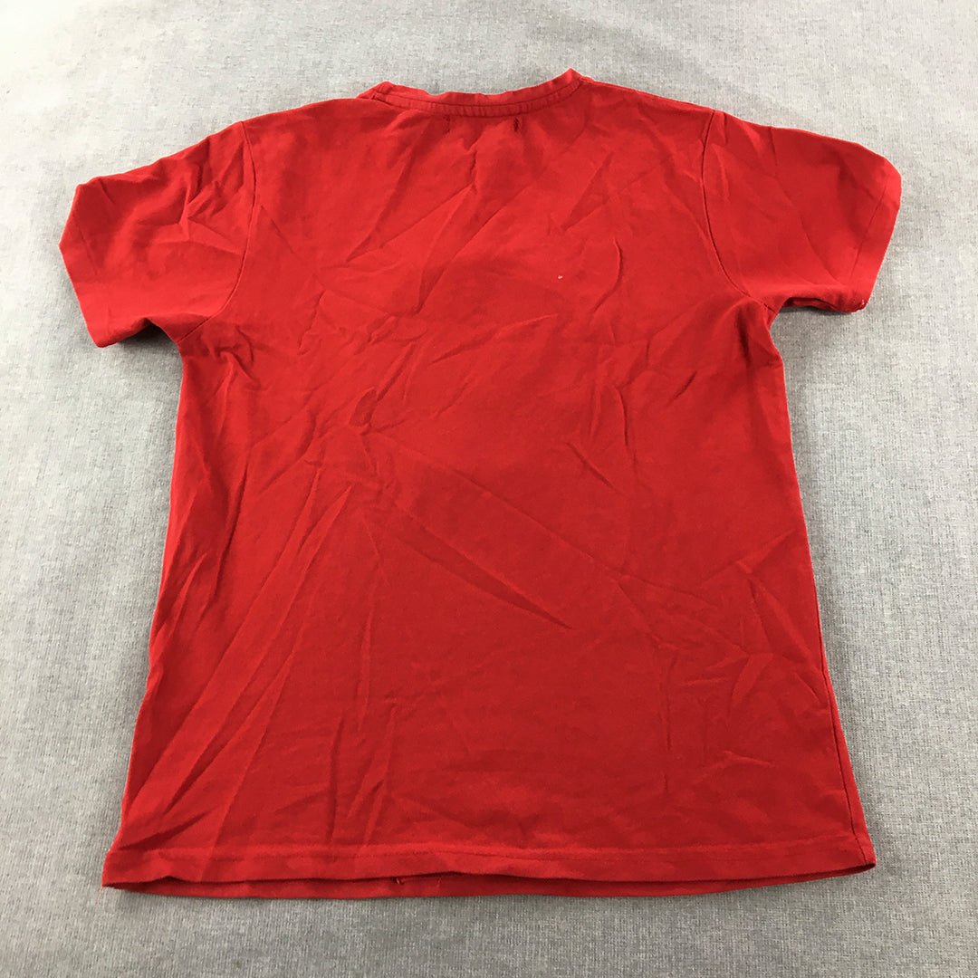 Polo Ralph Lauren Womens T-Shirt Size M Red Big Sports Logo Short Sleeve Top