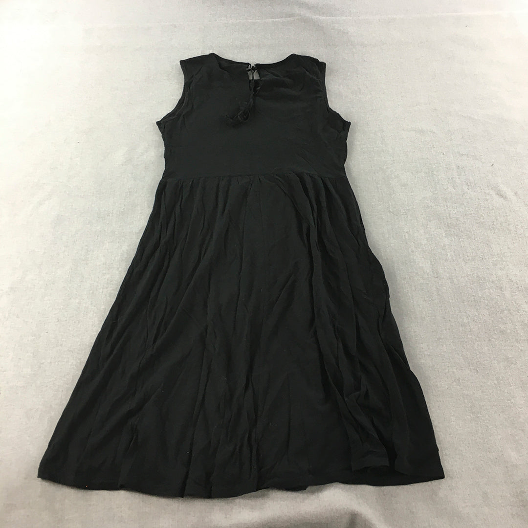 Dorothy Perkins Womens A-Line Dress Size 10 Black Sleeveless Floral Lace