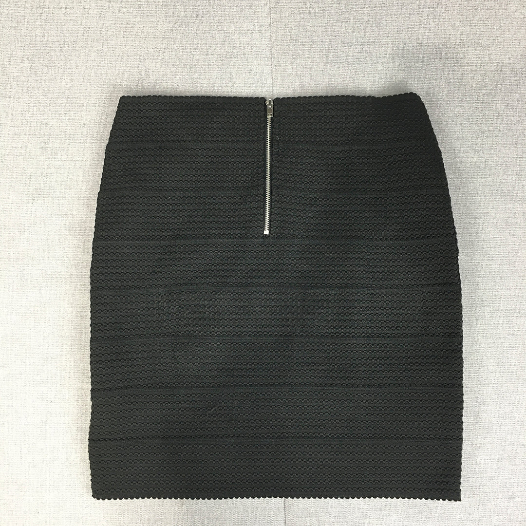 H&M Womens Mini Skirt Size S Black Stretch Fabric Back Zip