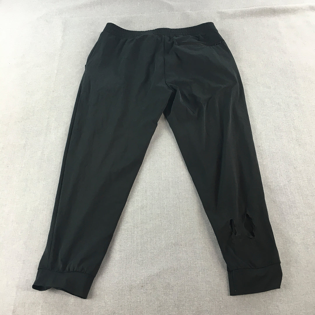 Uniqlo AIRism Mens Jogger Pants Size XL Black Elastic Waist Tracksuit