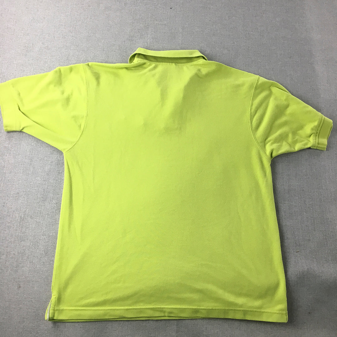 Reebok Mens Polo Shirt Size L Lime Green Logo Collared Rugby