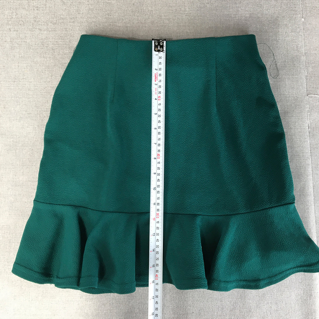 Valleygirl Womens Mini Skirt Size S Dark Green Pleated Elastic Waist