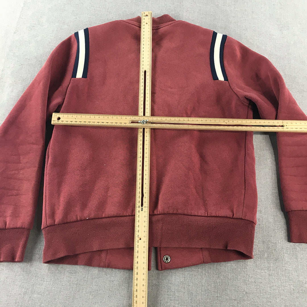 Jess Miss Womens Varsity Jacket Size S Red Pearl-Snap Button Bomber Pockets