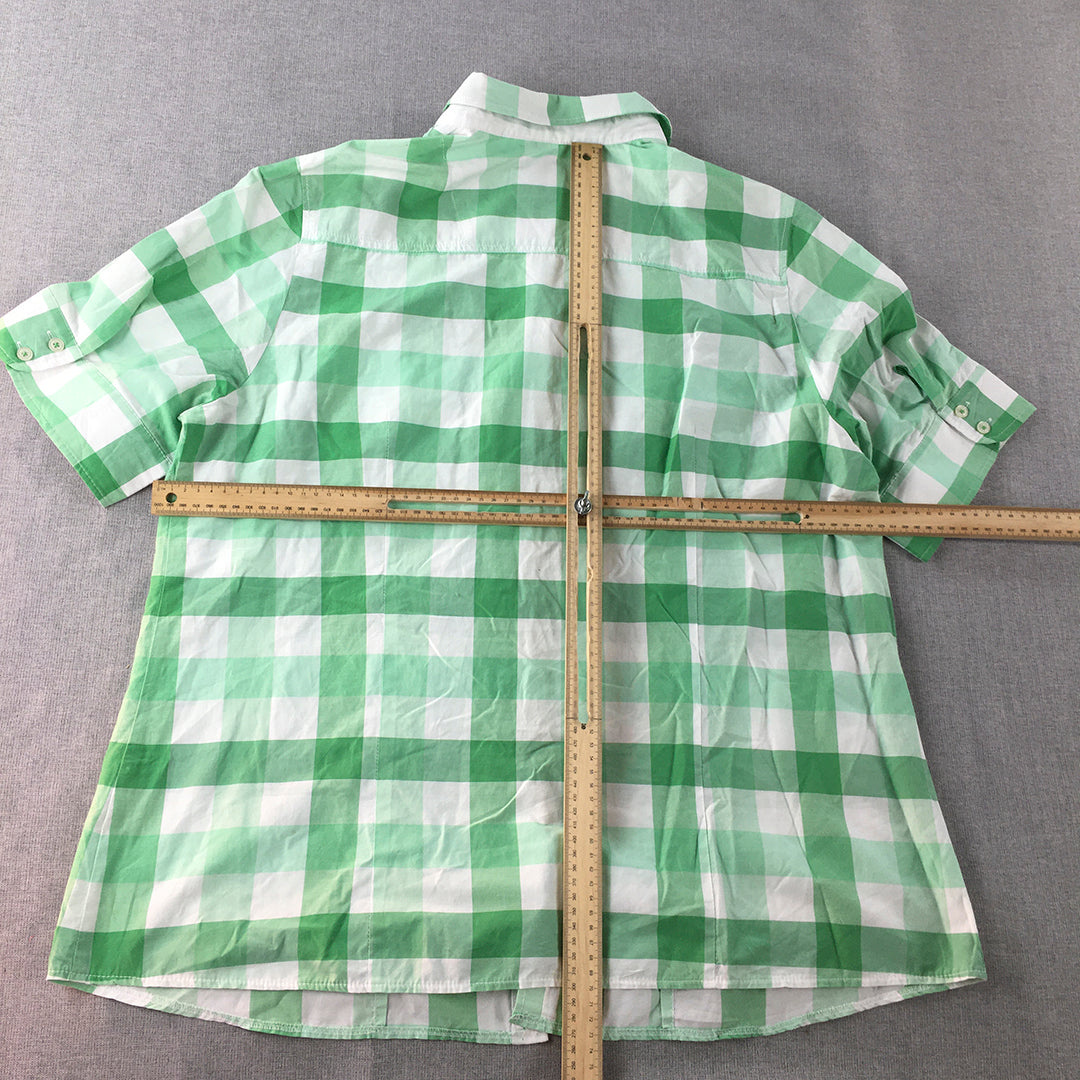 My Way Fer Womens Shirt Size 22 UK Green White Checkered Button-Up