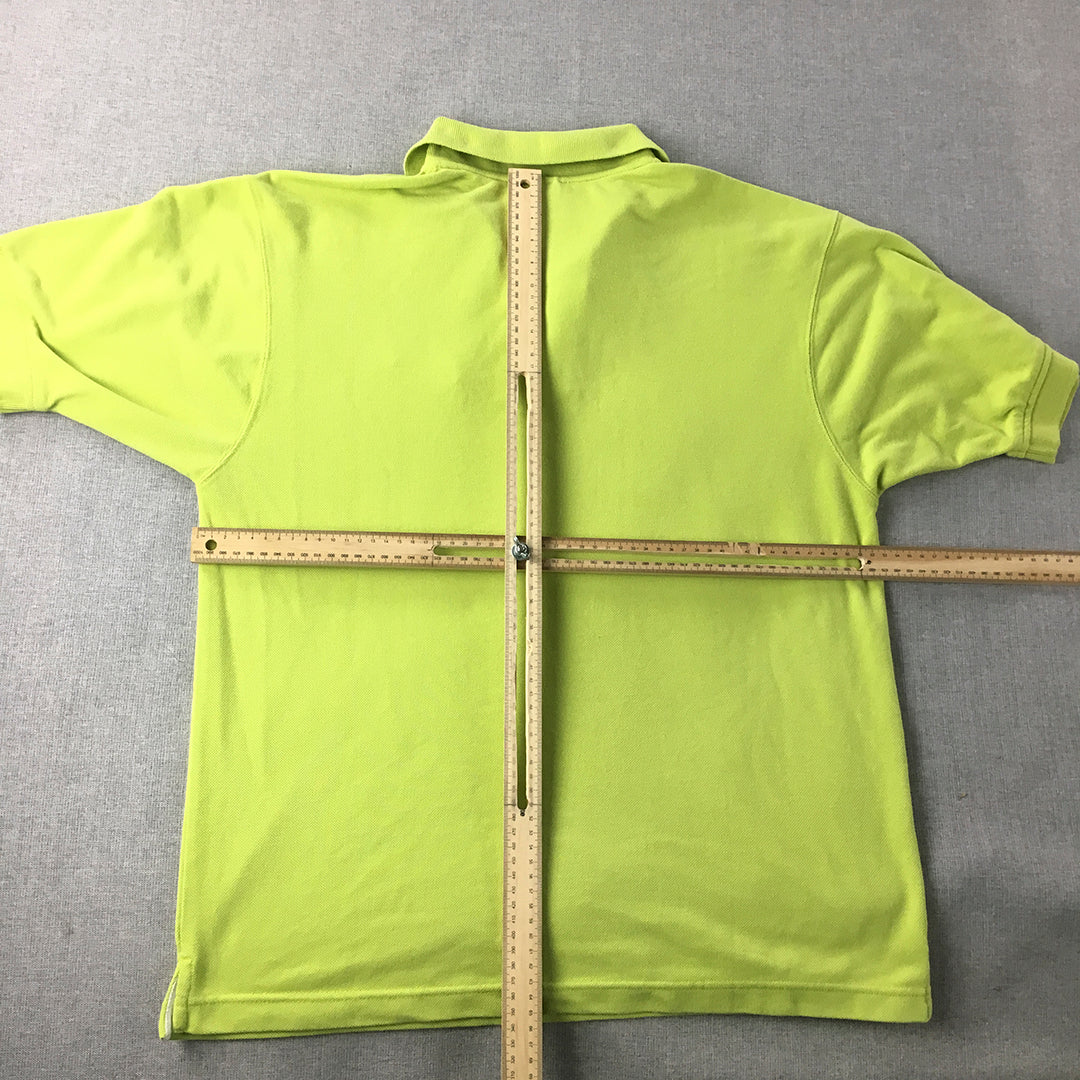 Reebok Mens Polo Shirt Size L Lime Green Logo Collared Rugby