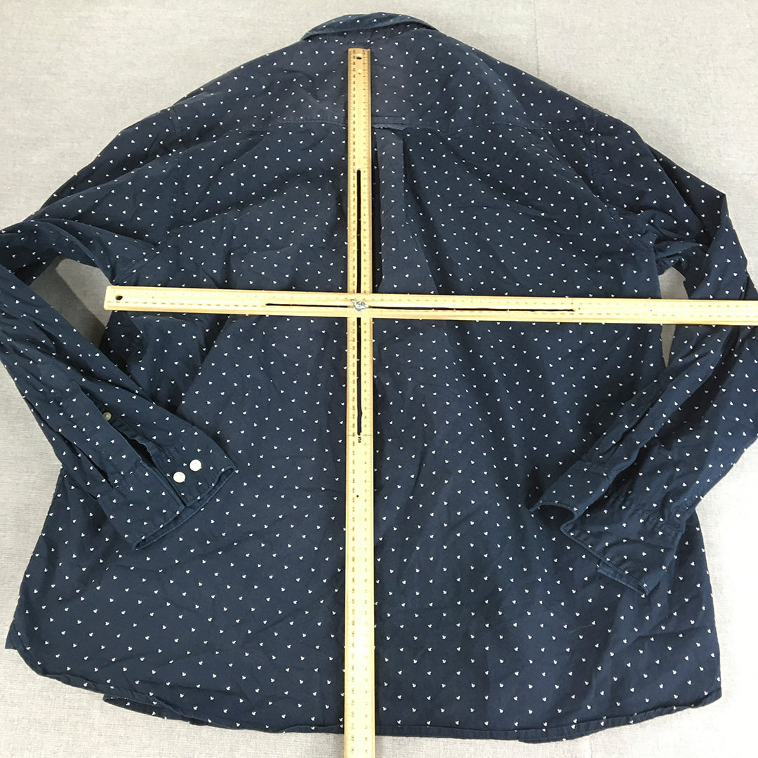 aLL A Little Larger Womens Shirt Size 4 (AUS 3XL) Navy Blue Dot Button-Up