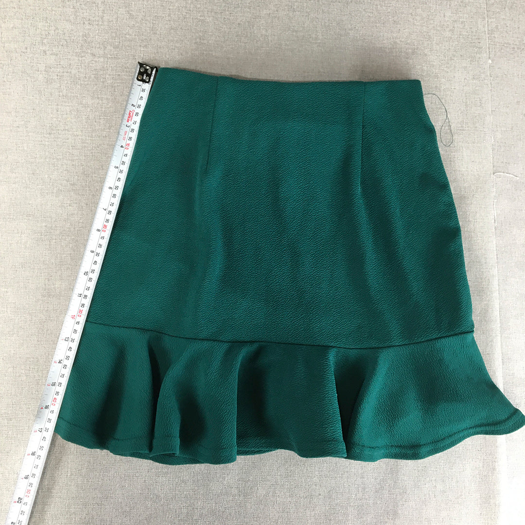 Valleygirl Womens Mini Skirt Size S Dark Green Pleated Elastic Waist