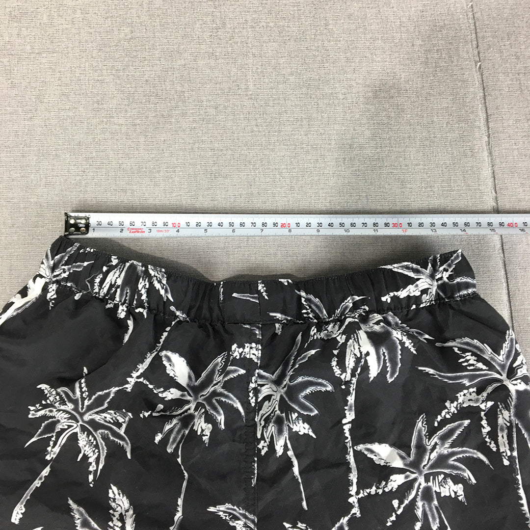 Jack & Jones Mens Hawaiian Shorts Size M Black Drawstring Elastic Waist