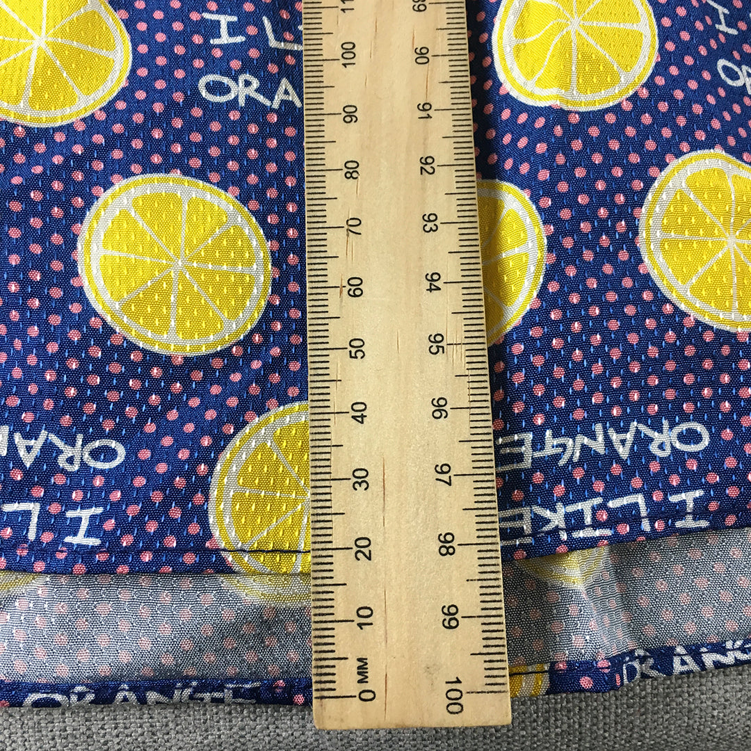 Dino Bassi Womens A-Line Dress Free Size Blue Yellow Lemon Dot Knee Length